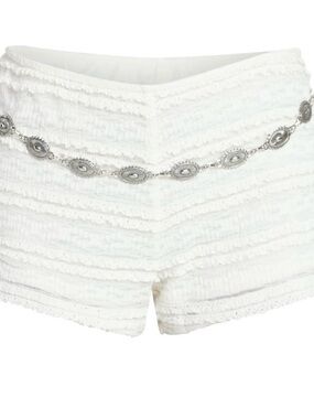 No Boundaries Womens White Bloomer Shorts Size M (8-10) Silver Belt NWT